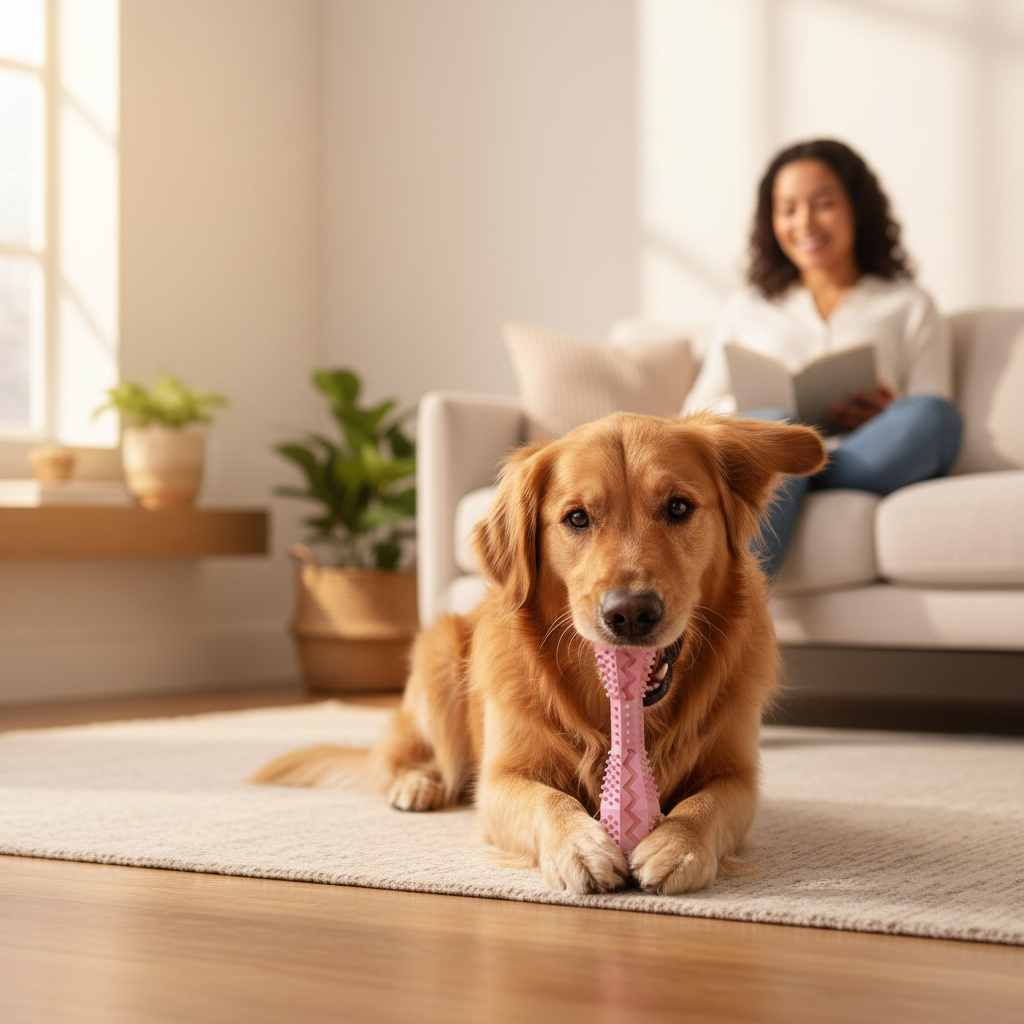 Lifestyle - Dog chewing dental toy